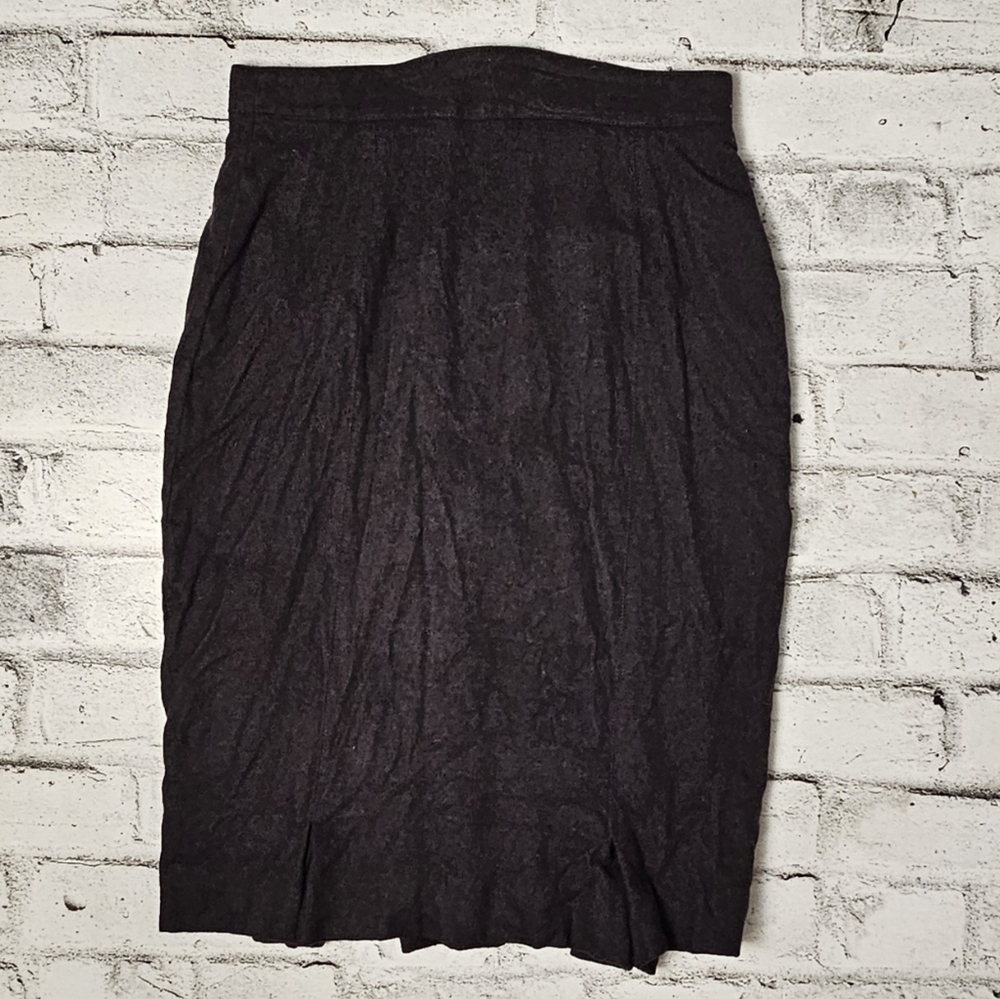 Vintage Louis Feraud Black Cashmere Blend Midi Skirt Minimalist Chic